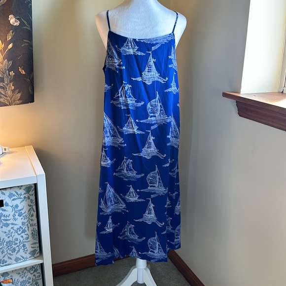 Antibes Blanc Blue and White Sailboat Spaghetti Strap Dress in size Medium - Picture 6 of 8